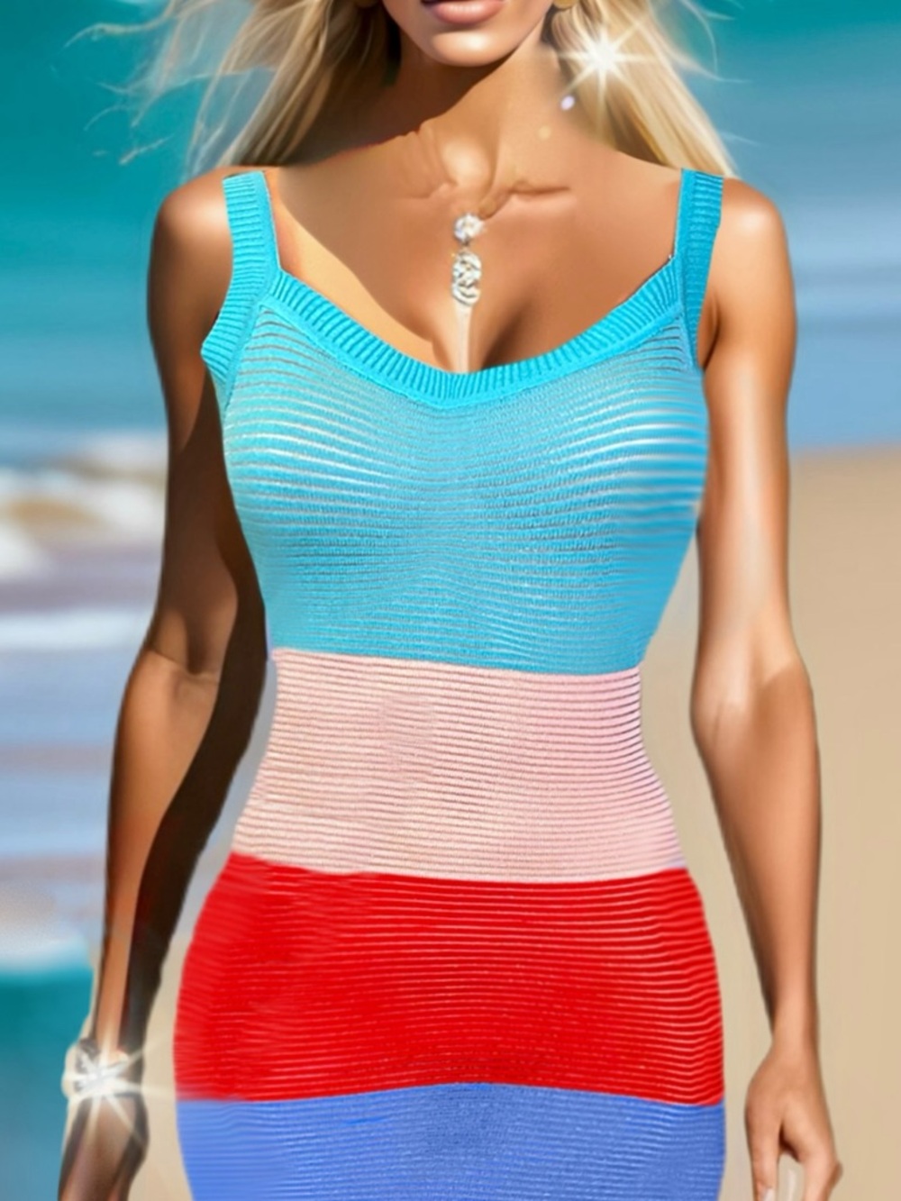 Lucy Knitted Wide Stripe SUBOO Beach Dress